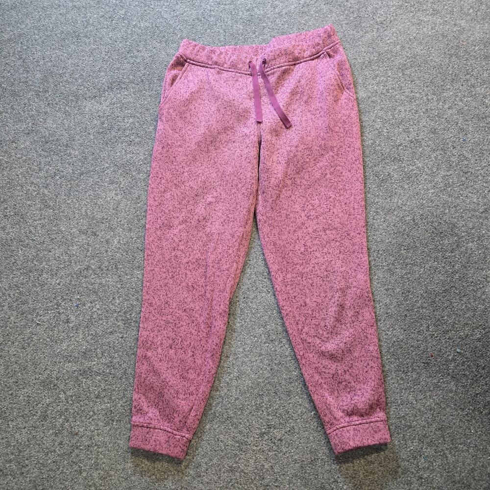 LL Bean Pants Womens Medium Pink Sweater Fleece Joggers Pull On Casual Lounge